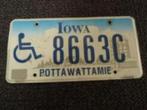 Kentekenplaat licenseplate Iowa Pottawattamie Handicapped US, Auto's, Gebruikt, Ophalen of Verzenden
