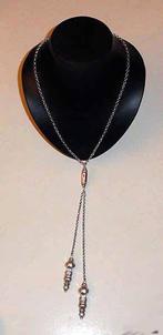 Ketting Breipendoppen Antiek zilver, Met hanger, Verzenden, Zo goed als nieuw, Zilver