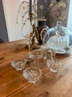 Kandelaars/waxinelichthouders glas/kristal,vintage,zgan, Ophalen of Verzenden, Glas