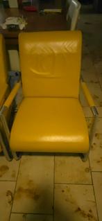 Henders & Hazel Gele Leren Stoelen, Huis en Inrichting, Fauteuils, Ophalen, Minder dan 75 cm, Zo goed als nieuw, Metaal