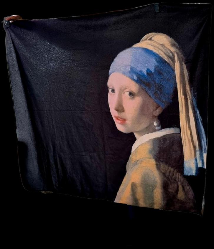 Meisje met de Parel Fleece Deken - 145x122 cm, Huis en Inrichting, Woonaccessoires | Plaids en Woondekens, Zo goed als nieuw, Ophalen of Verzenden