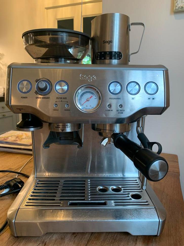 Sage Barista Express Espressomachine, Witgoed en Apparatuur, Koffiezetapparaten, Gebruikt, Koffiebonen, Espresso apparaat, 4 tot 10 kopjes