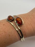 A138 Prachtige zilveren armband goudkleur barnsteen, Sieraden, Tassen en Uiterlijk, Antieke sieraden, Ophalen of Verzenden, Zilver