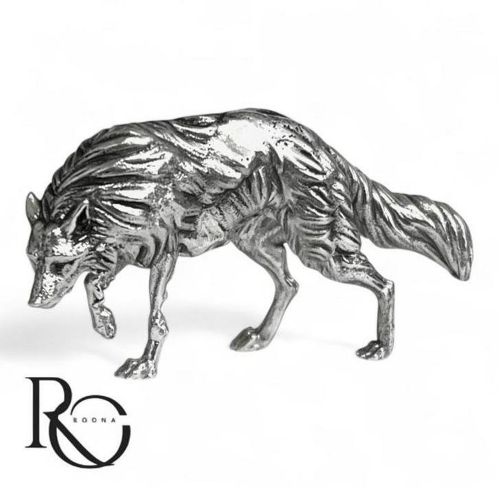 Massief zilveren Wolf miniatuur, Antiek en Kunst, Antiek | Goud en Zilver, Zilver, Ophalen of Verzenden