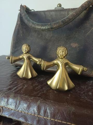 Vintage Kerst Engel Ornamenten - Set van 2 zwaar messing beschikbaar voor biedingen