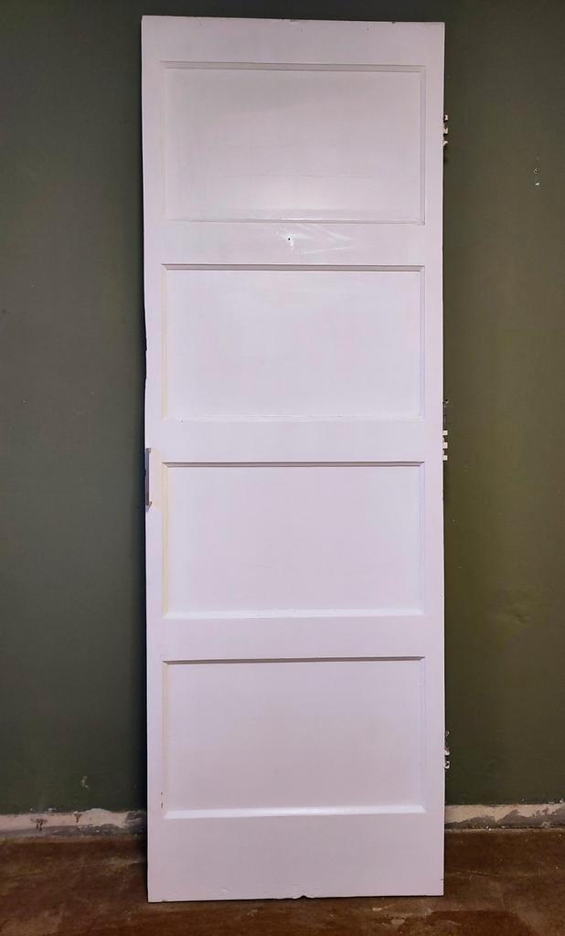 Paneeldeur 4 vlaks, wit, Doe-het-zelf en Verbouw, Deuren en Horren, Gebruikt, Binnendeur, 200 tot 215 cm, Minder dan 80 cm, Hout