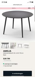 Zwarte eettafel uitschuifbaar, Huis en Inrichting, Ophalen, Rond, Zo goed als nieuw, 75 cm of meer