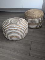 2 jute poefen, Huis en Inrichting, Ophalen, Minder dan 50 cm, Gebruikt, Rond