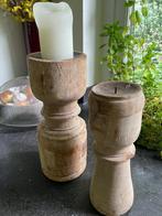 Grote houten kaarssenstandaard, Ophalen, Gebruikt, 25 tot 50 cm, Beige