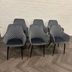 6 Nieuwe Fluwelen Eetkamerstoelen, Riet of Rotan, Overige kleuren, Ophalen of Verzenden, Zo goed als nieuw