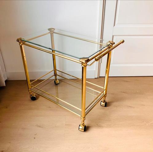 Mooie grote vintage serveerwagen van messing.., Huis en Inrichting, Tafels | Sidetables, Zo goed als nieuw, 25 tot 50 cm, 50 tot 100 cm