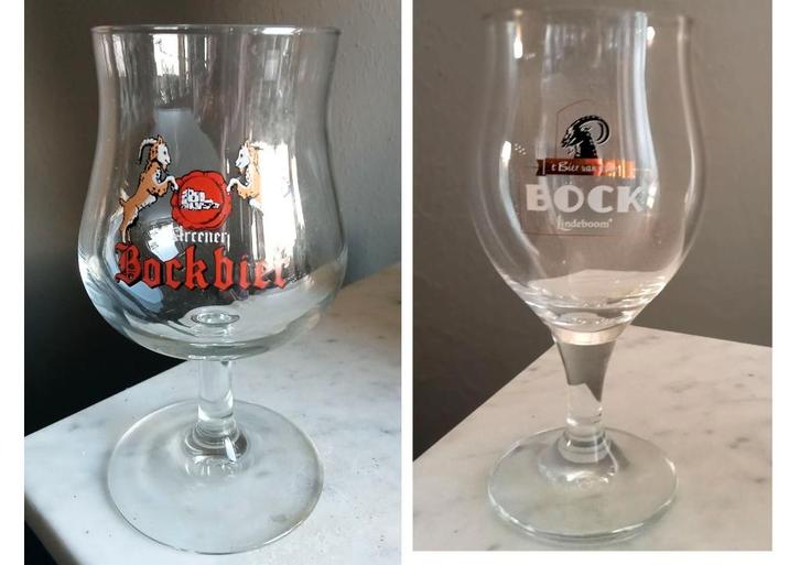 2 VINTAGE BOCK BIER GLAZEN, Verzamelen, Biermerken, Zo goed als nieuw, Glas of Glazen, Overige merken, Ophalen of Verzenden