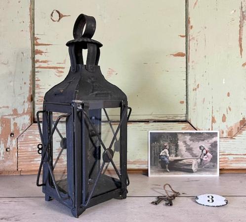 Antieke Franse lantaarn nr. 1 met alle ruitjes, Antiek en Kunst, Antiek | Lampen, Ophalen of Verzenden
