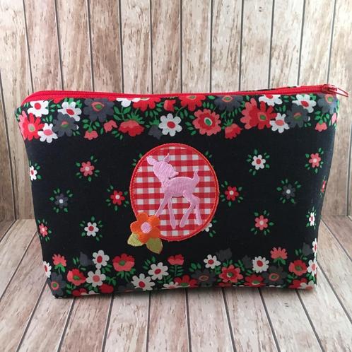 projectbag / etui /toilettas retro stof & schattig hertje 2, Sieraden, Tassen en Uiterlijk, Toilettassen, Nieuw, Ophalen of Verzenden