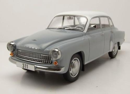 1:18 Wartburg 311/312 Grijs/Wit Model Car Groep NIEUW, Hobby en Vrije tijd, Modelauto's | 1:18, Nieuw, Auto, Overige merken, Ophalen of Verzenden