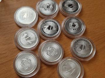 Tube Scottsdale Mint: 10 x 0,5 oz Silver Rouds. (Zilver)