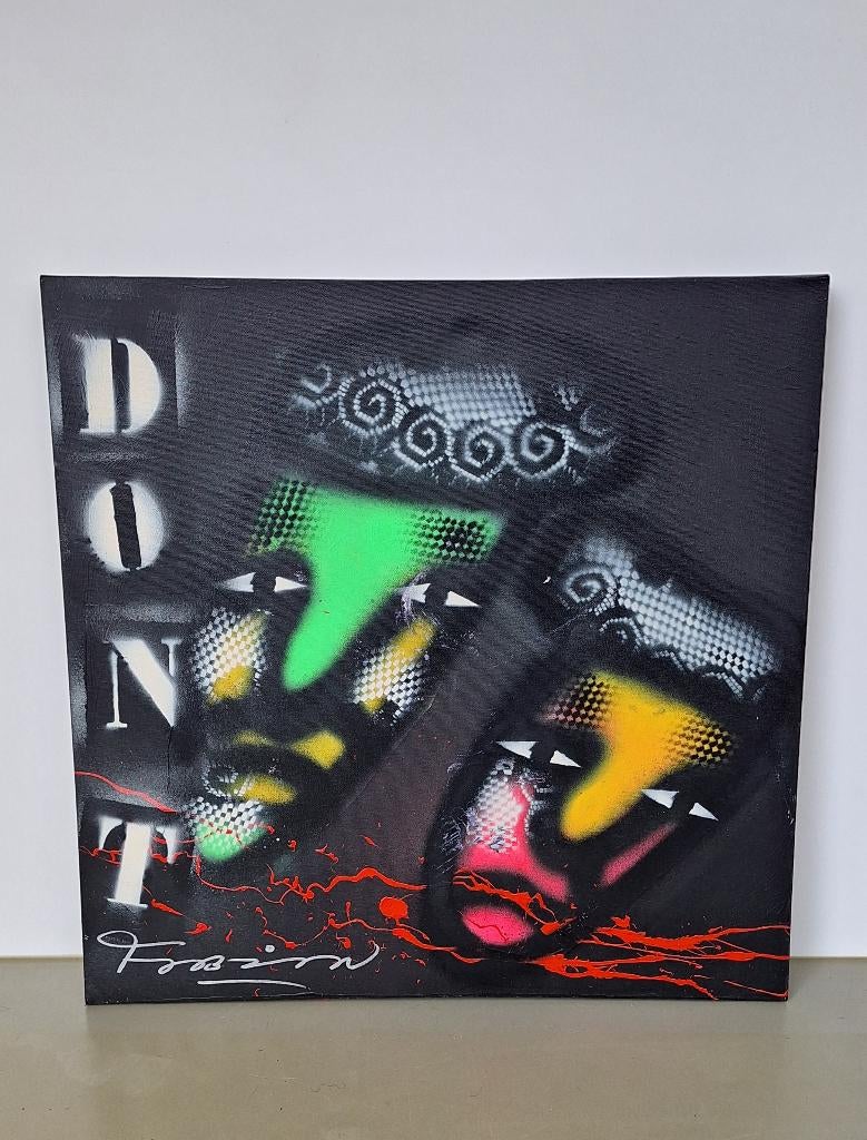 Fabian schilderij Dont 2 gezichten op zwart 60x60cm, Ophalen of Verzenden