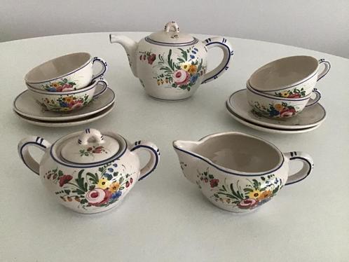 Vintage Handgeschilderd Aardewerk Theeservies, Huis en Inrichting, Keuken | Servies, Compleet servies, Overige stijlen, Aardewerk