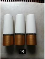 3 design vaasjes keramiek beige/goudkleur H23cmBr8cm, Overige kleuren, Aardewerk of Porselein, Ophalen of Verzenden, Zo goed als nieuw