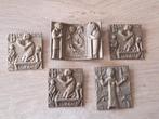 Antieke? Religieuze Reliëfs Messing/Brons Set, Ophalen of Verzenden