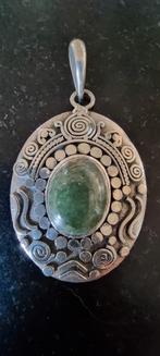 Zilveren vintage hanger met aventurijn afbeelding vis (koi), Verzenden, Zo goed als nieuw, Zilver, Zilver