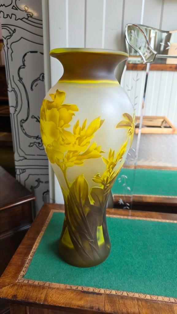 GALLË  glaspasta / geetste grote vaas 45 cm, Antiek en Kunst, Antiek | Glas en Kristal, Ophalen of Verzenden