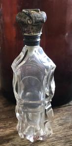 Antiek parfumflesje / kristal en zilver, Ophalen of Verzenden