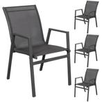 Set van 4 stapelbare tuinstoelen, aluminium in antraciet, Ophalen of Verzenden, Nieuw