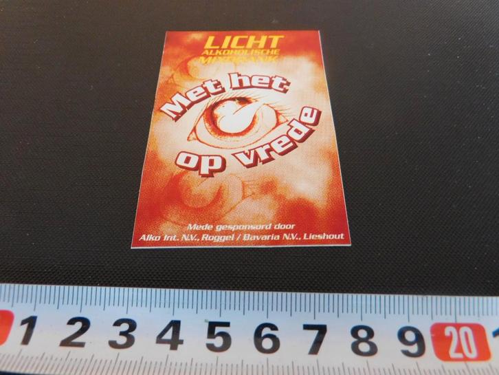 sticker Lieshout Bavaria Roggel Alka Int. Met het oog op vre, Hobby en Vrije tijd, Stickers en Plaatjes, Zo goed als nieuw, Sticker