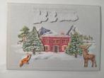 Kaart kerst huisjes, bomen en diertjes, Ophalen of Verzenden, Nieuw, Kerst