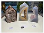 3 x Agaat Amethist Schijf Toren Sculpturen Drusy pr.p.stuk, Ophalen of Verzenden, Mineraal