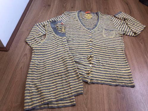Messcalino grijs geel gestreept twinset vestje top 46, Kleding | Dames, Truien en Vesten, Zo goed als nieuw, Maat 46/48 (XL) of groter