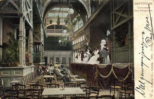 Amsterdam - Concertzaal Ned. Panopticum - 1905 gelopen, Verzamelen, Ansichtkaarten | Nederland, Gelopen, Noord-Holland, Voor 1920