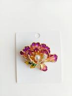 Broche van piomet strass en parel, Overige materialen, 4 tot 7 cm, Paars, Nieuw