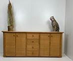 Groot vintage rotan/bamboe dressoir met gelakt houten blad, Huis en Inrichting, Kasten | Dressoirs, Ophalen of Verzenden