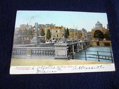 Amsterdam. Hoge Sluis. Paleis van Volksvlijt. Tram lijn 4., Verzamelen, Ansichtkaarten | Nederland, Gelopen, Noord-Holland, Voor 1920