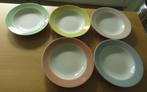 5 Diepe Borden - Vintage Pastel, Antiek en Kunst, Antiek | Servies los, Ophalen
