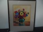 Schilderij: Stilleven met bloemen. Aquarel. A. Kroondijk1948, Ophalen