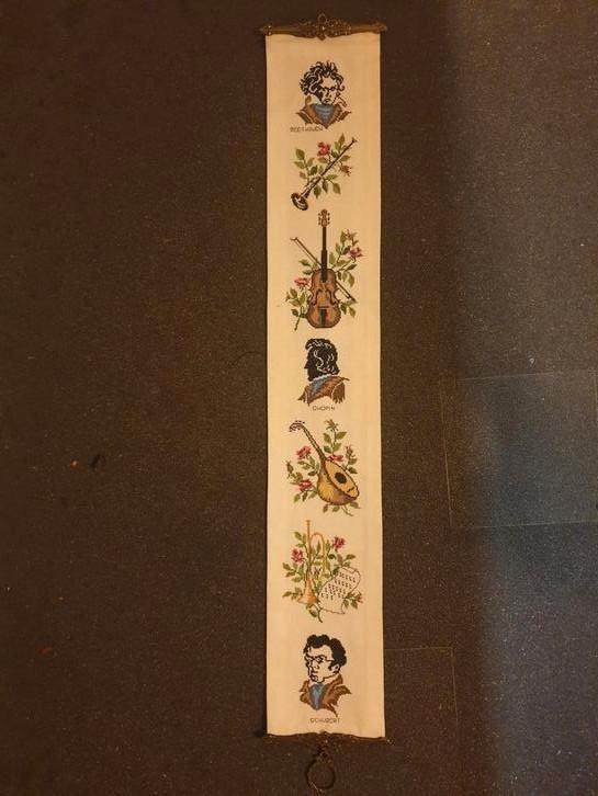 Prachtig geborduurd schellekoord componisten, Hobby en Vrije tijd, Borduren en Borduurmachines, Ophalen of Verzenden
