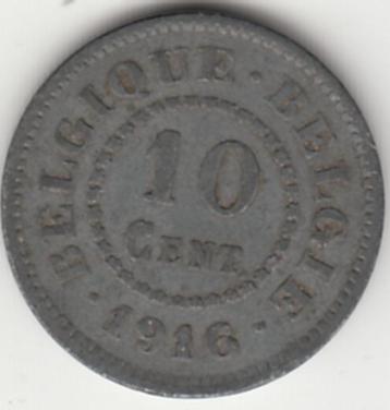 België 10 centimes 1916 zink in munthouder  beschikbaar voor biedingen