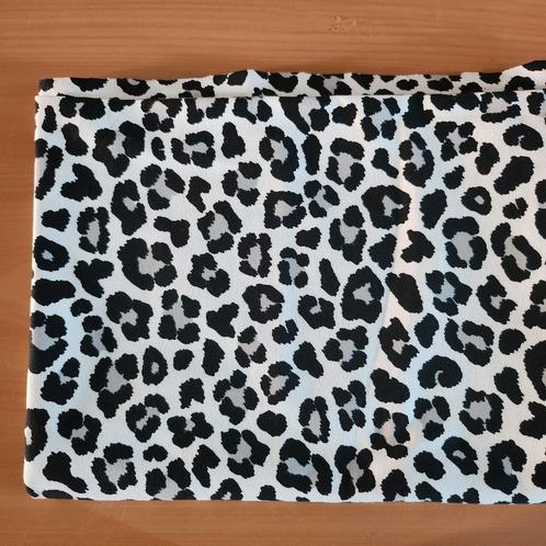 Coupon tricot stof panter wit, Hobby en Vrije tijd, Stoffen en Lappen, Zo goed als nieuw, Katoen, 120 cm of meer, 30 tot 200 cm