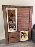 Set servieskast + TV-meubel in hout uitgevoerd, Huis en Inrichting, Kasten | Buffetkasten, Ophalen, Gebruikt, 100 tot 150 cm, Glas