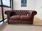 Bruine leren Chesterfield bank, klassiek en tijdloos, Huis en Inrichting, Fauteuils, Ophalen, Gebruikt, Originele Engelse stijl