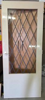Glas in lood raam in binnendeur, Ophalen, Gebruikt, Binnendeur, Glas