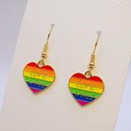 Regenboog hart oorbellen, Verzenden, Nieuw, Overige materialen, Hangers