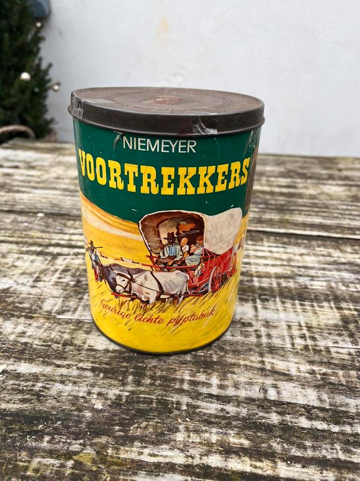 Voortrekker Niemeijer geurige lichte pijptabak blik 50-60, Verzamelen, Blikken, Gebruikt, Overige, Overige merken, Ophalen of Verzenden