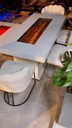 Luxe Spiegel Salontafel met LED Inbouwhaard – Uniek Design, Ophalen of Verzenden, Zo goed als nieuw