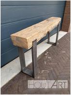 Sidetable / bijzettafel oud eiken bielzen upoot, Info@hout-art.nl, Ophalen of Verzenden, Industrieel, Hout-Art