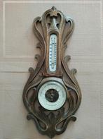 Mooie oude barometer en thermometer. Houtsnijwerk., Audio, Tv en Foto, Weerstations en Barometers, Ophalen of Verzenden, Gebruikt