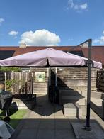 Grote Parasol 3x3m + Voet - Verstelbaar, Ophalen, Gebruikt, Kantelbaar, Zweefparasol